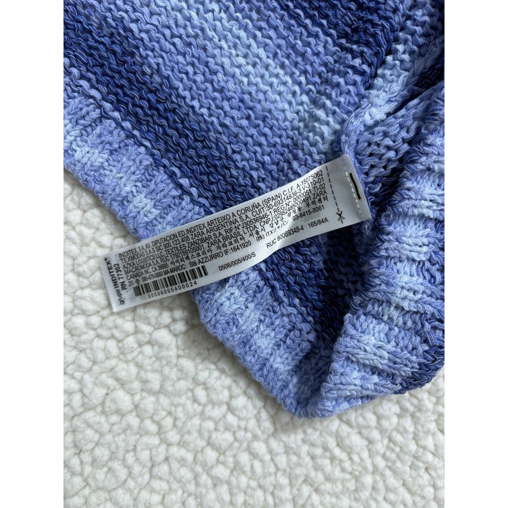 NWT ZARA Knit Tank Top Crochet Blue Striped Sleeveless Size S Sweater Vest - Picture 4 of 8